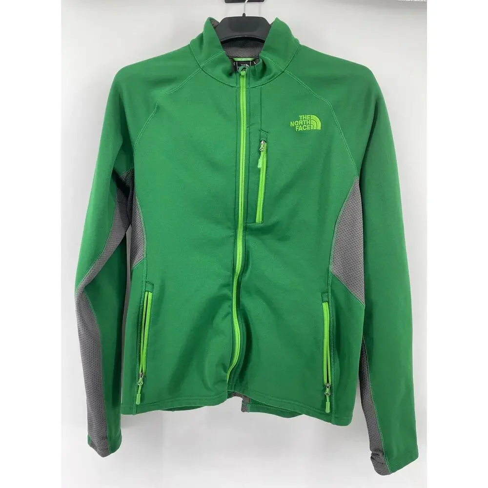 The North Face Fleece Jacket Men’s L Forest Green/Gray Thumbhole Sleeve